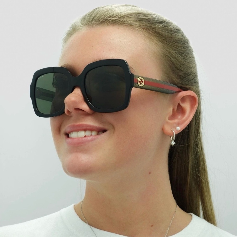 Gucci Sunglasses GG0036SN Brown Lenses Green Red Interlocking G’s Frames NWOT - Picture 4 of 12